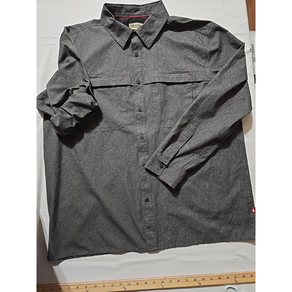 Lake & Trails mens Gray Rollup long sleeve light weight snap shirt size XL